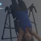 Woman Hanging Upside Down on Inversion Table
